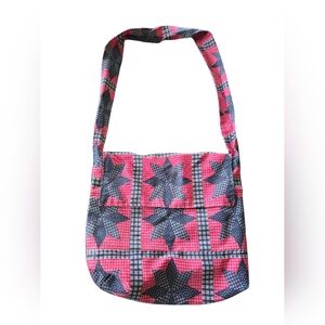Handmade Sling Bag In A Red, White, And Blue Pattern